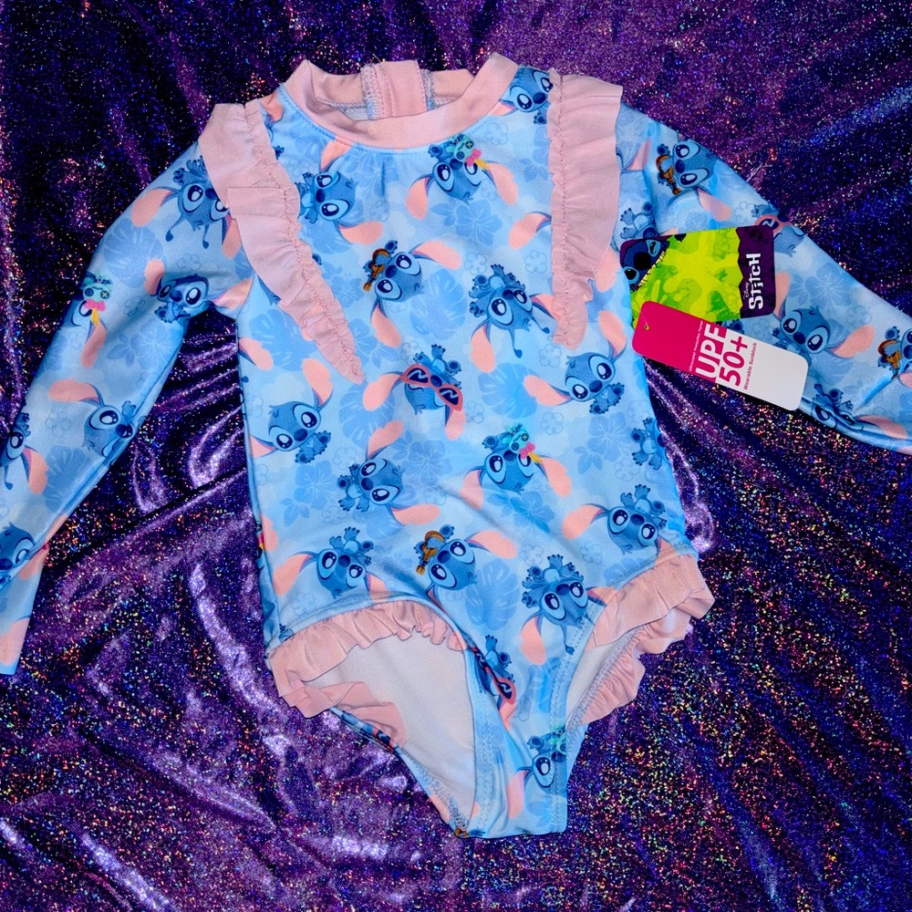 Girls Stitch Rash-guard Swimsuit